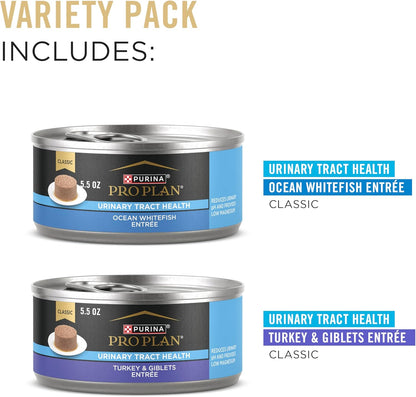 Purina Pro Plan wet cat food variety pack packaging showing turkey and ocean whitefish