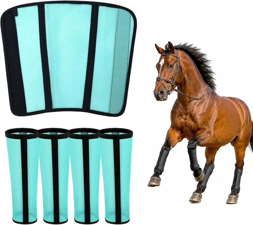 Fly Boots for Horses Set of 4, Breathable Mesh Horse Fly Boots with Support Stays, Adjustable Hook and Loop Closure, Helps Reduce Fly Bites & Stomping, Horse Leg Wraps for Pasture Turnout - Image 9