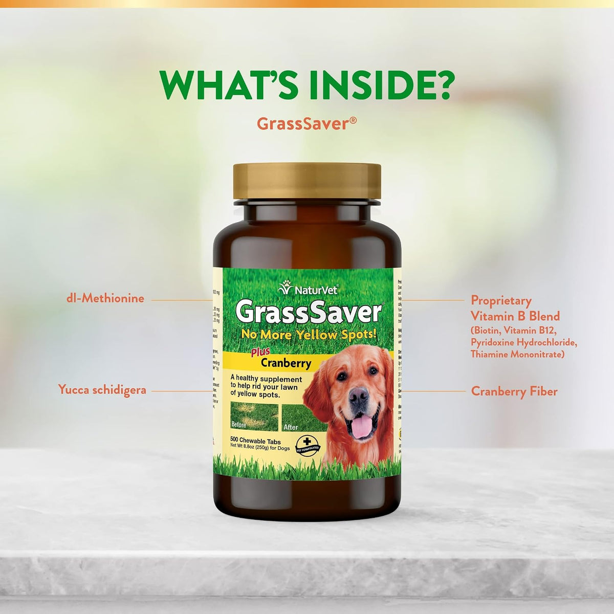 NaturVet GrassSaver packaging showing USA branding
