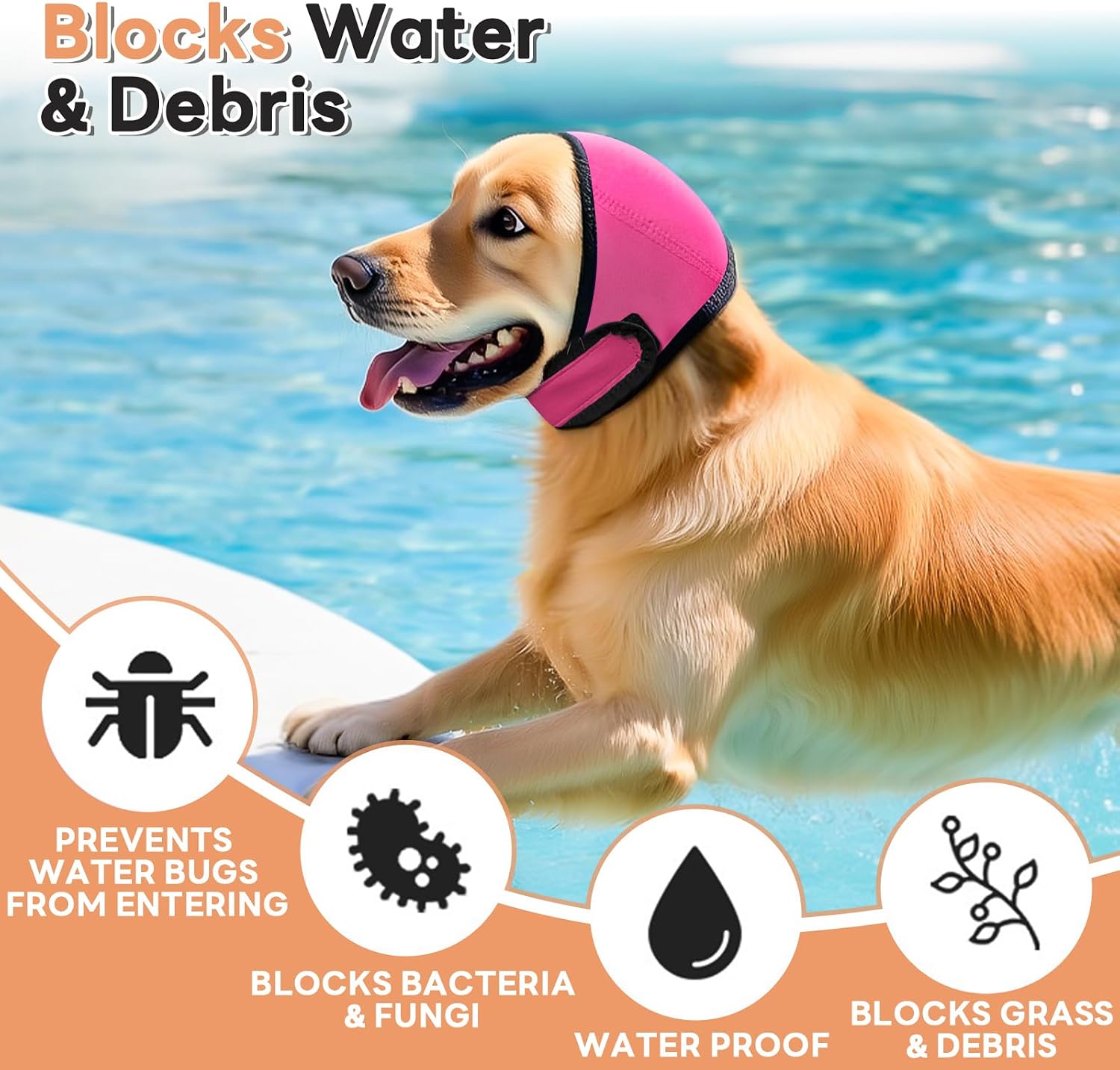 Dog Ear Muffs Noise Protection, No-Shake Ear Wrap for Hematoma Care, Bathing, Drying, Swimming & Noise Anxiety Relief (Rose Red, Small) - Image 4