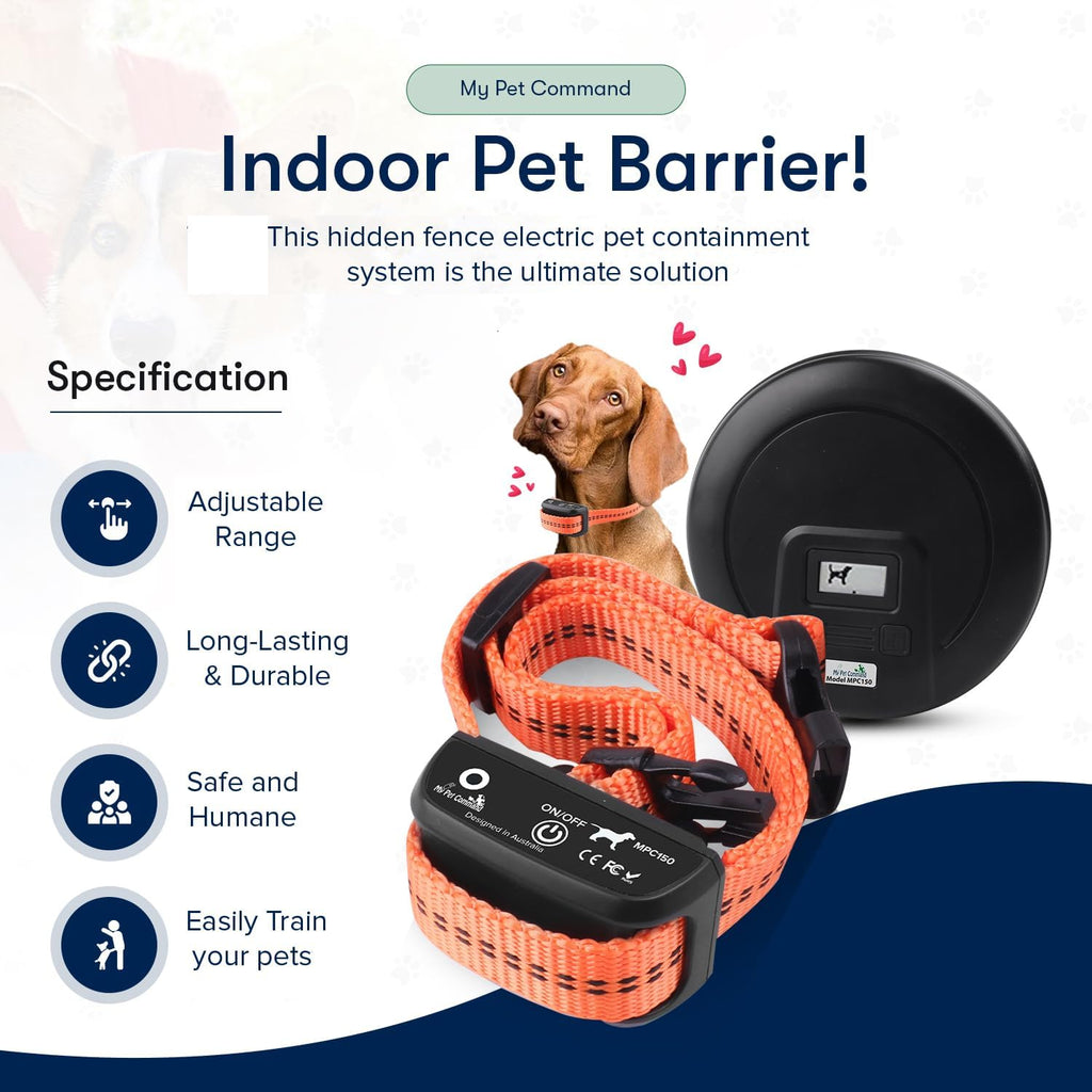 Rechargeable waterproof training collar for indoor dog containment system