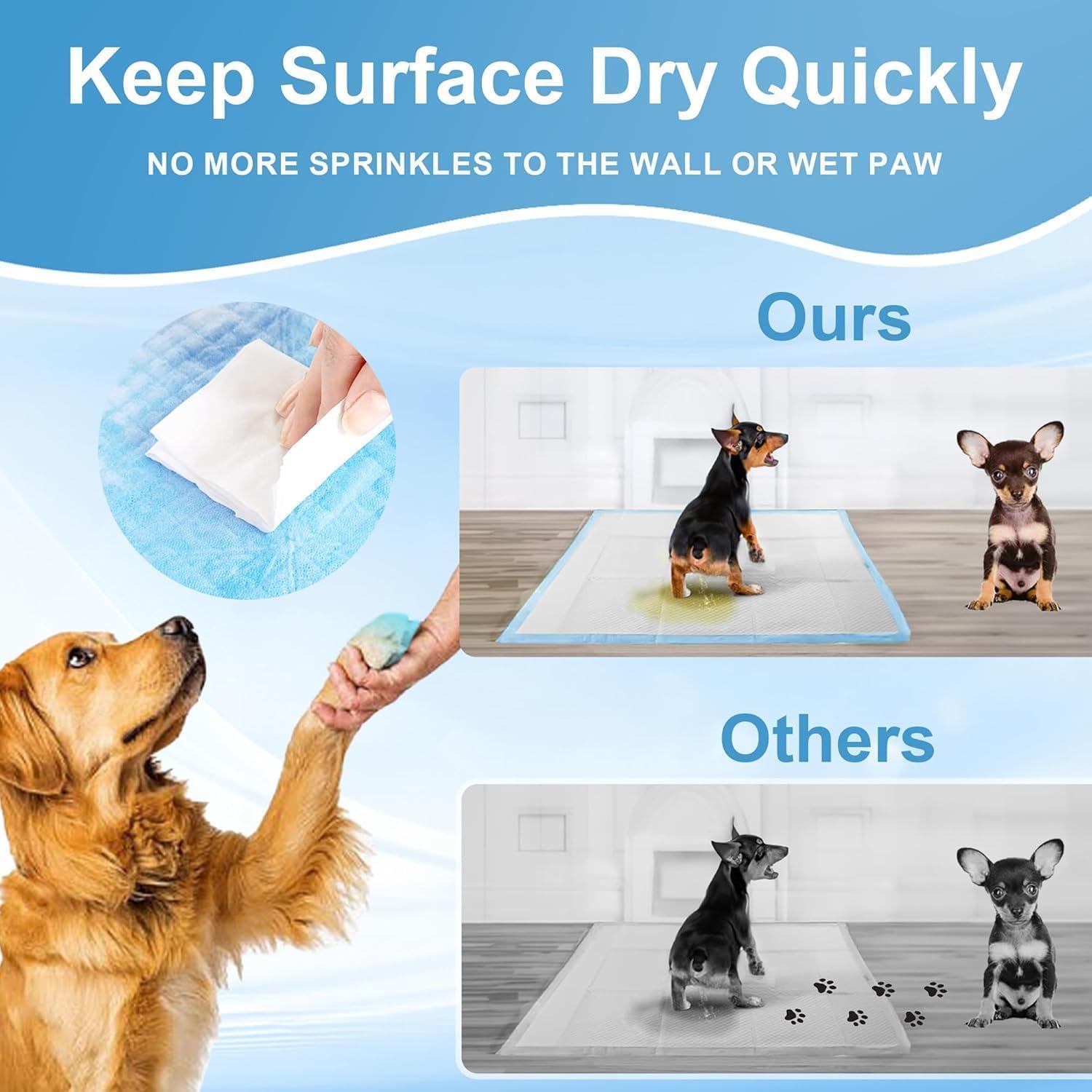 Large breed dog standing on the CAHUDIKIC extra large pet training underpad.