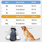 Large black adjustable breathable pet recovery E-collar on dog