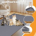 Waterproof cat litter mat showing water droplets on leak proof silicone surface