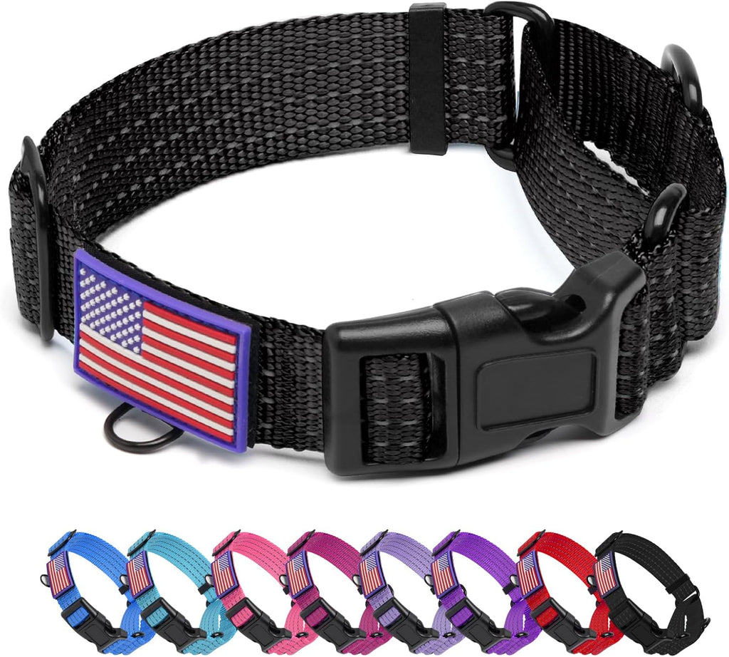 Martingale Dog Collar, Reflective No Pull Training Collar with Quick Release Buckle & USA Flag, Heavy-Duty Nylon, Adjustable for Small Medium Large Dogs (L,Red with Flag - Image 12