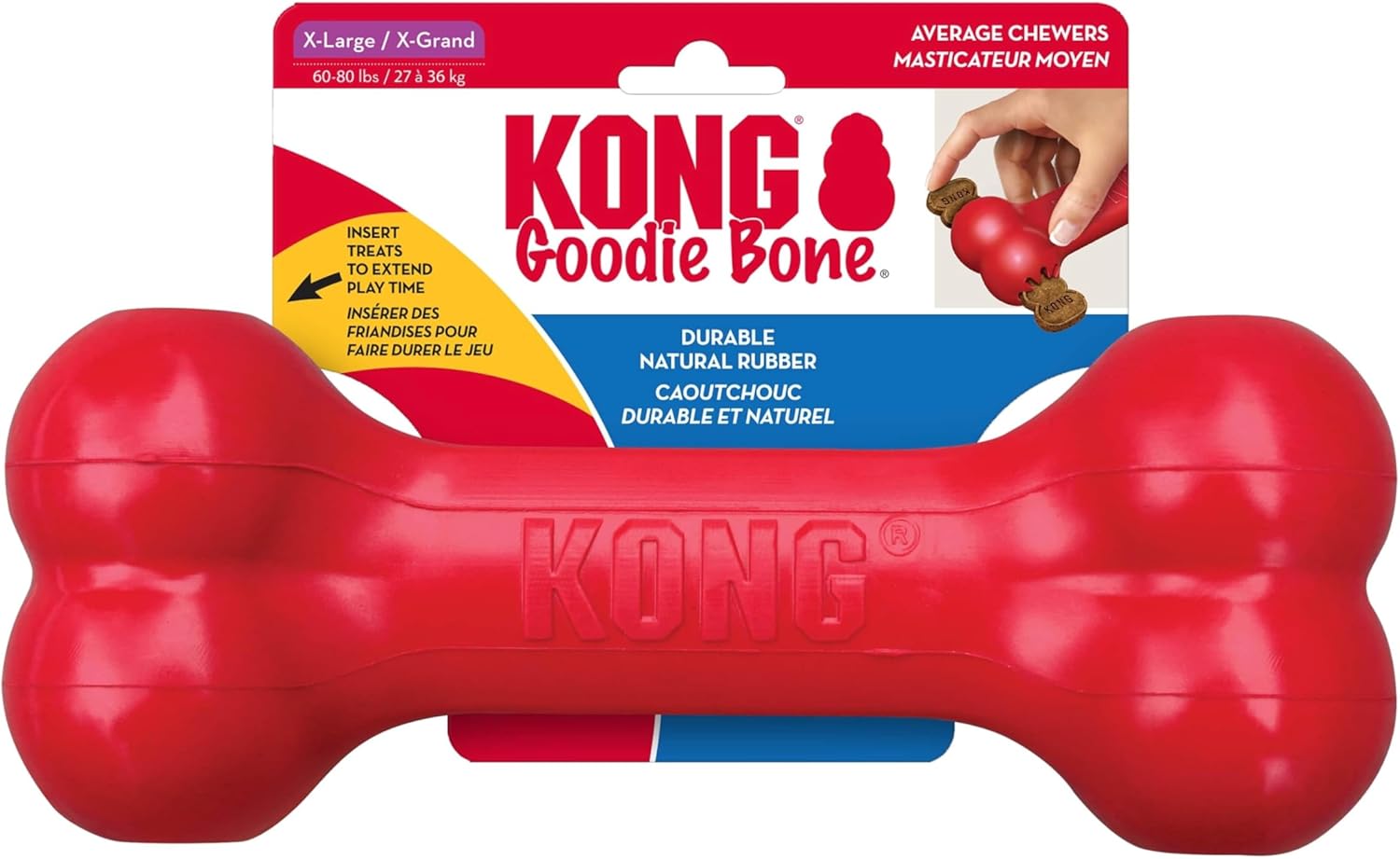 KONG Goodie Bone - Classic Durable Natural Rubber Dog Bone, Supports Mental Engagement - Treat Dispensing - Red - for Medium Dogs - Image 10