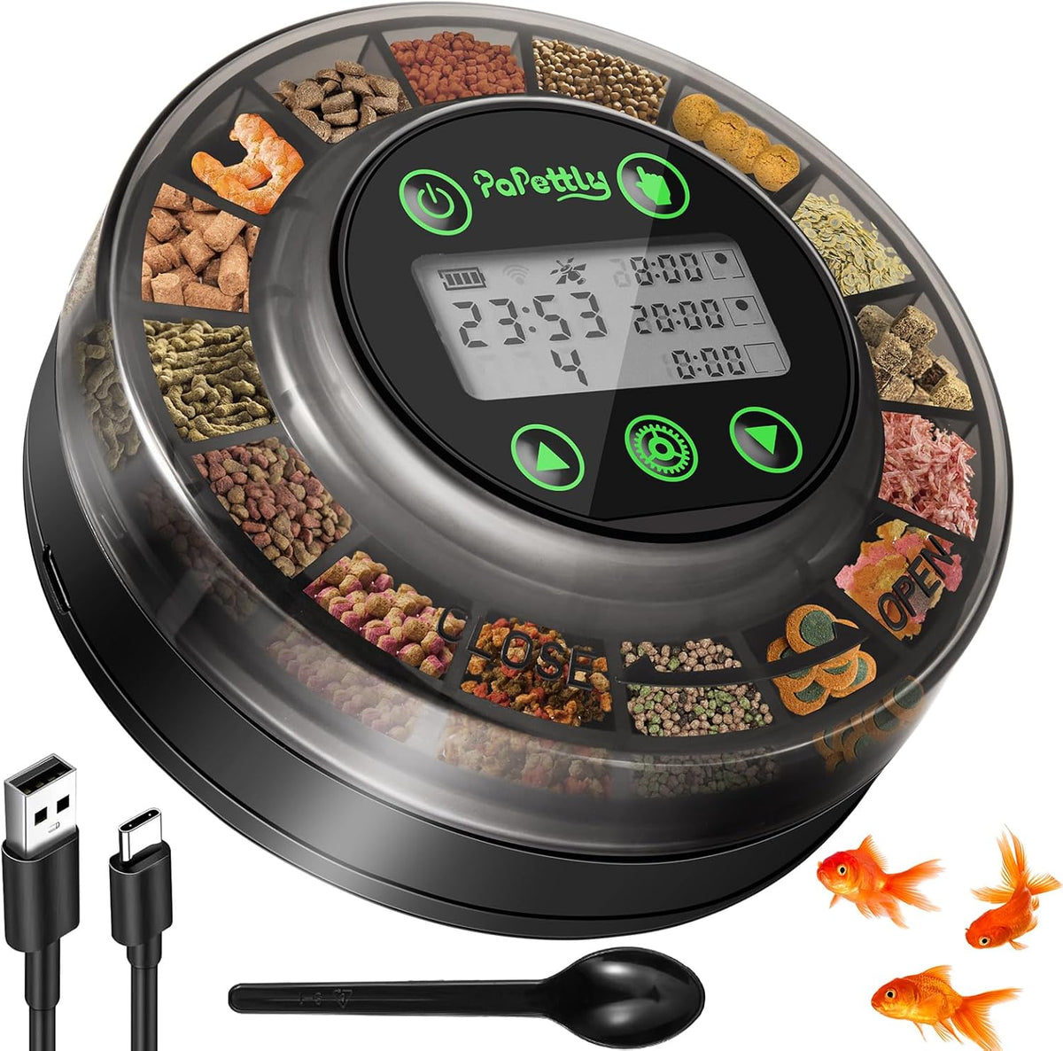 Papettly automatic fish feeder front view premium aquarium accessory