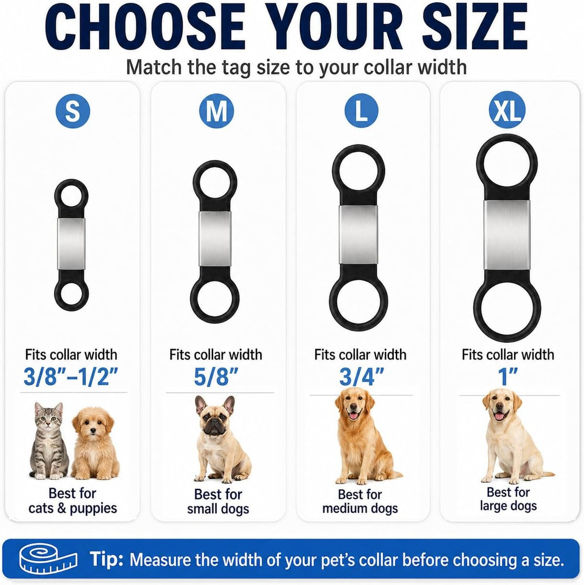 Flexible silicone slide on pet identity tag assembly view