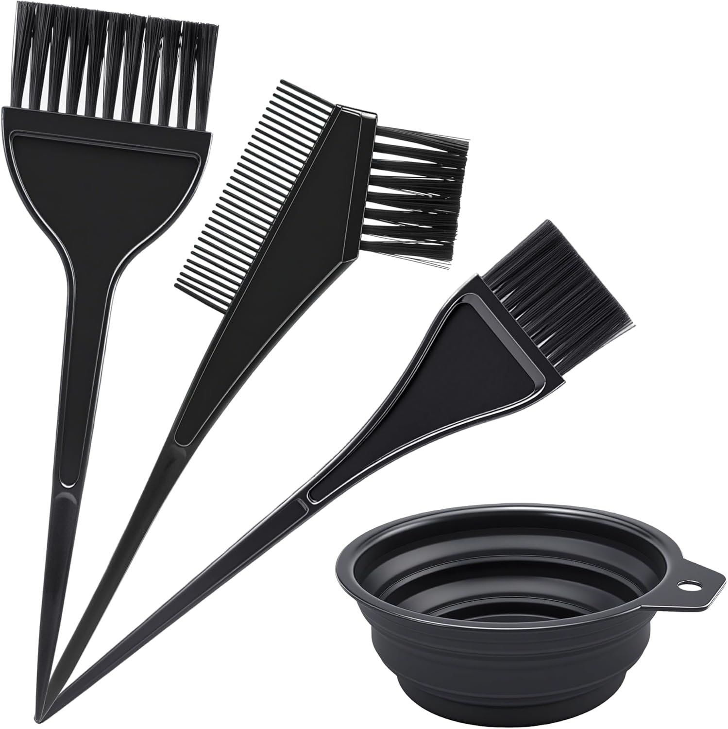 MYYNTI Quacc hair coloring dyeing kit front view showing the complete four piece black tool set