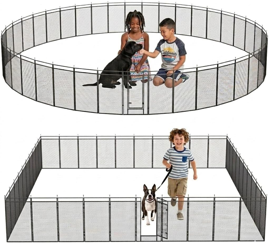 Dog Fence Outdoor for Yard, 40" Height 16 Panels Metal Dog Fence for Dogs, Portable & Foldable Dog Pen, Wireless Dog Playpen Alternative, Temporary Dog Fence for RV Camping, Indoor Outdoor Use - Image 10