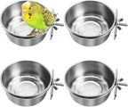 kathson 8 Pack Bird Feeding Dish Cups, Stainless Steel Parrot Feeders Water Cage Bowls with Clamp Holder Bird Feeders for Parakeet Cockatiels Conure Budgies Lovebird Finch and Small Animals - Image 8