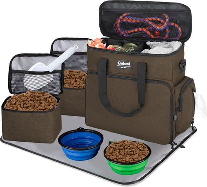Goloni durable pet organizer bag for cat and dog travel supplies
