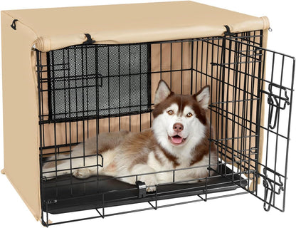 Seiyierr Dog Crate Cover - Kennel Covers Fit for 24 Inch Dogs Crate, Double Door Polyester for Wire Puppy Cage Indoor Outdoor Protection, Grey - Image 11