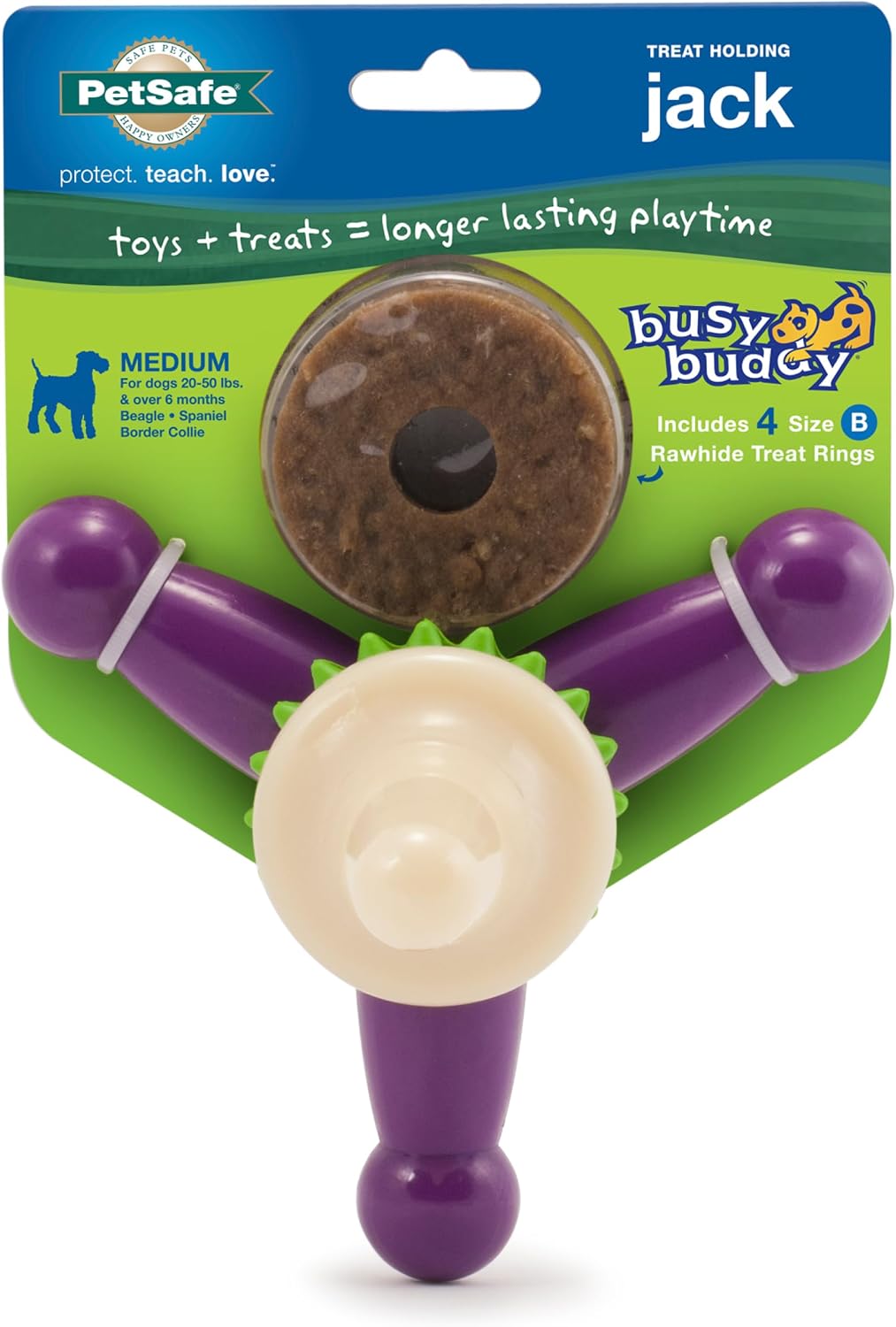 PetSafe Busy Buddy Bristle Bone Dog Chew Toy - Treat Holding Toothbrush Toy for Hard Chewers - Helps Keep Your Dog's Teeth Clean - Durable, Interactive - Purple, Medium - Image 13