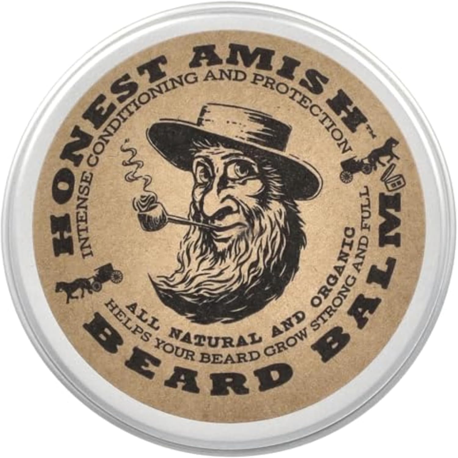 Honest Amish Beard Balm Leave-in Conditioner front view tin for natural grooming