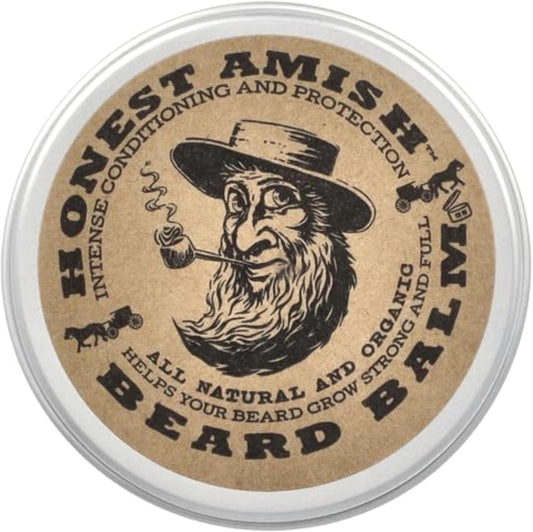 Honest Amish Beard Balm Leave-in Conditioner front view tin for natural grooming