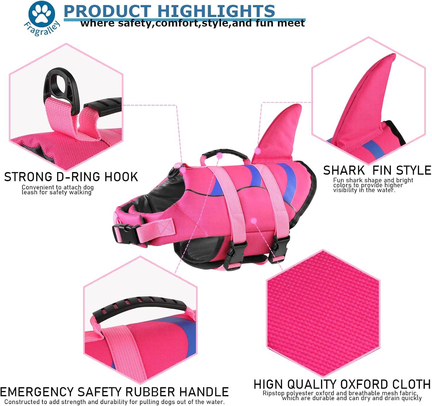 High buoyancy foam layers inside a pet swimming safety jacket