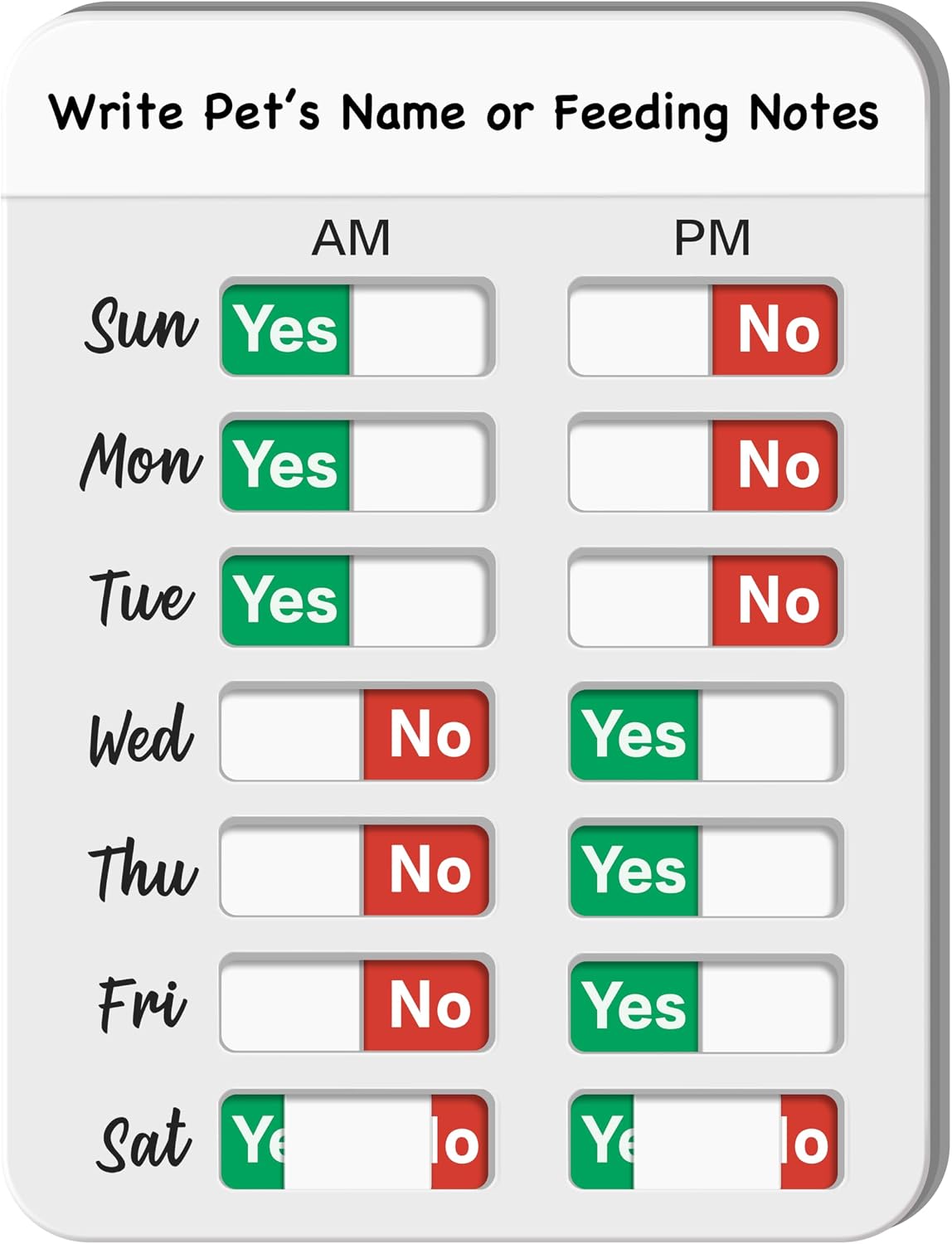 Dog Feeding Reminder, Dog Fed Sign Tracker -Daily Am/Pm Chart Slider Sign for Pet Fed and Pill Reminder, Easy to Use On Fridge Or Wall with Adhesive and Magnet,Pet Supplies - Image 14