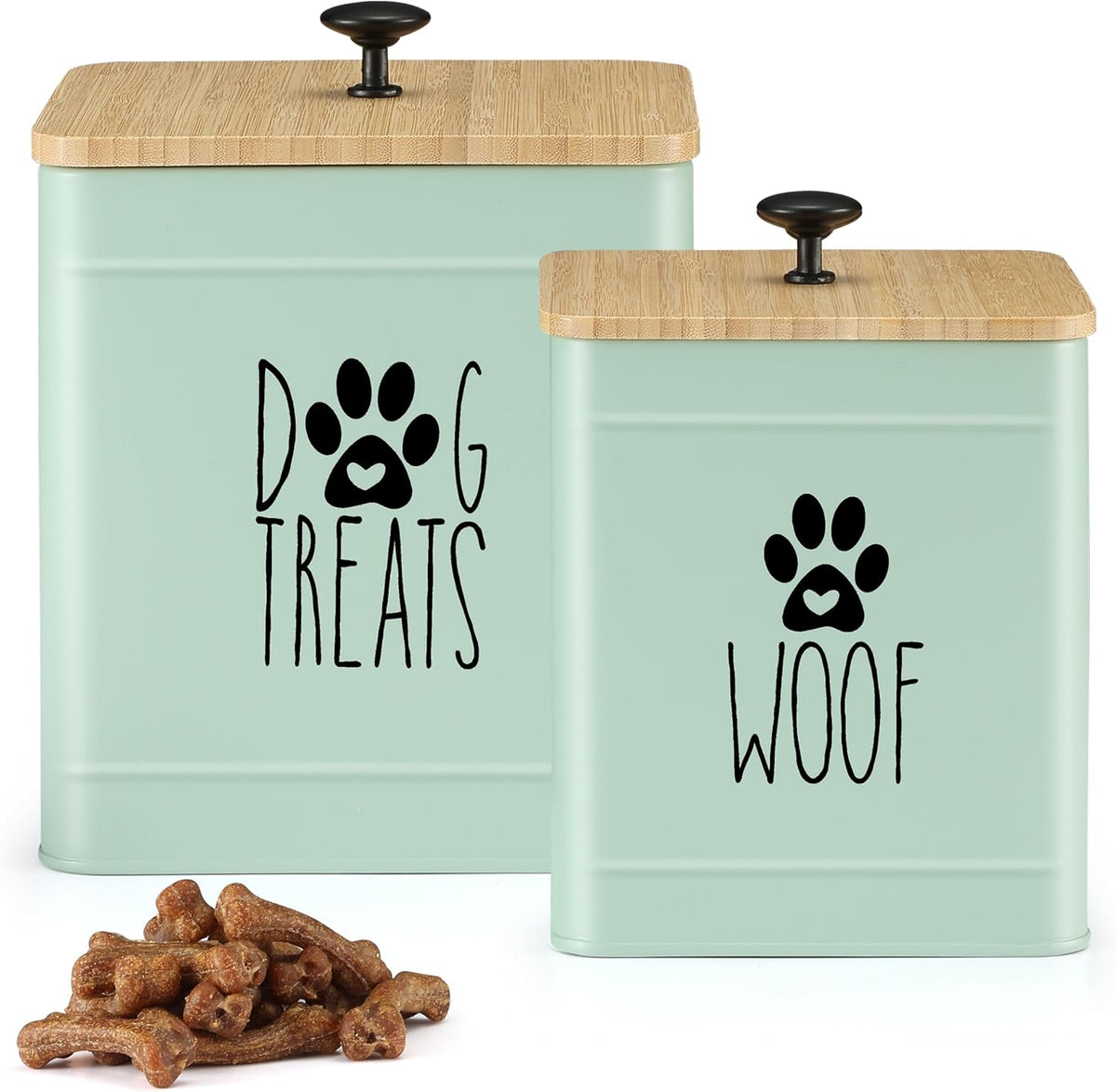 Kitchen counter setup with Perfnique pet treat containers