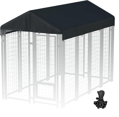 LYBOSH Replaceable Dog Kennel Canopy Cover front view installed on an outdoor frame
