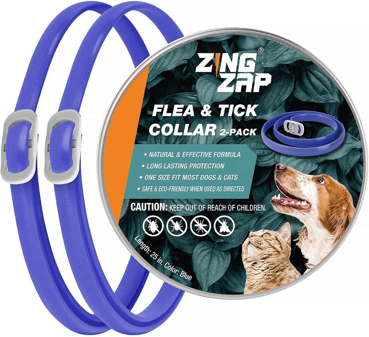Product label detail of ZingZap 2-pack collar