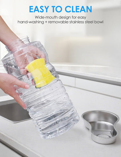 Removable stainless steel tray detached from the Heouvo automatic water dispenser base.