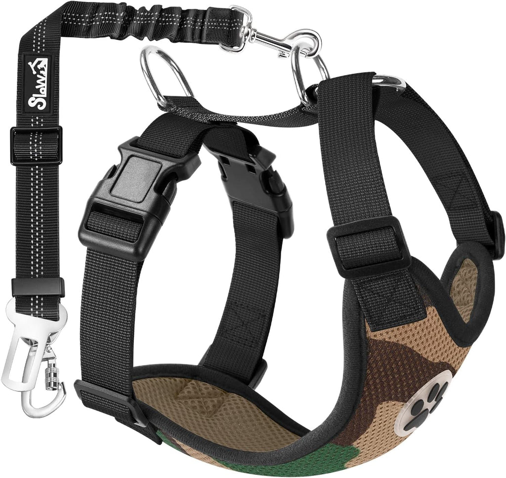 SlowTon Dog Seat Belt Harness for Car, Dog Car Harness Adjustable Mesh Breathable & Dog Seatbelt Safety Tether with Elastic Bungee for Small Medium Large Pets(Black, Double Clip, M) - Image 12