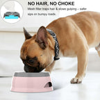 Pink non splash pet water bowl with automatic floating disk mechanism