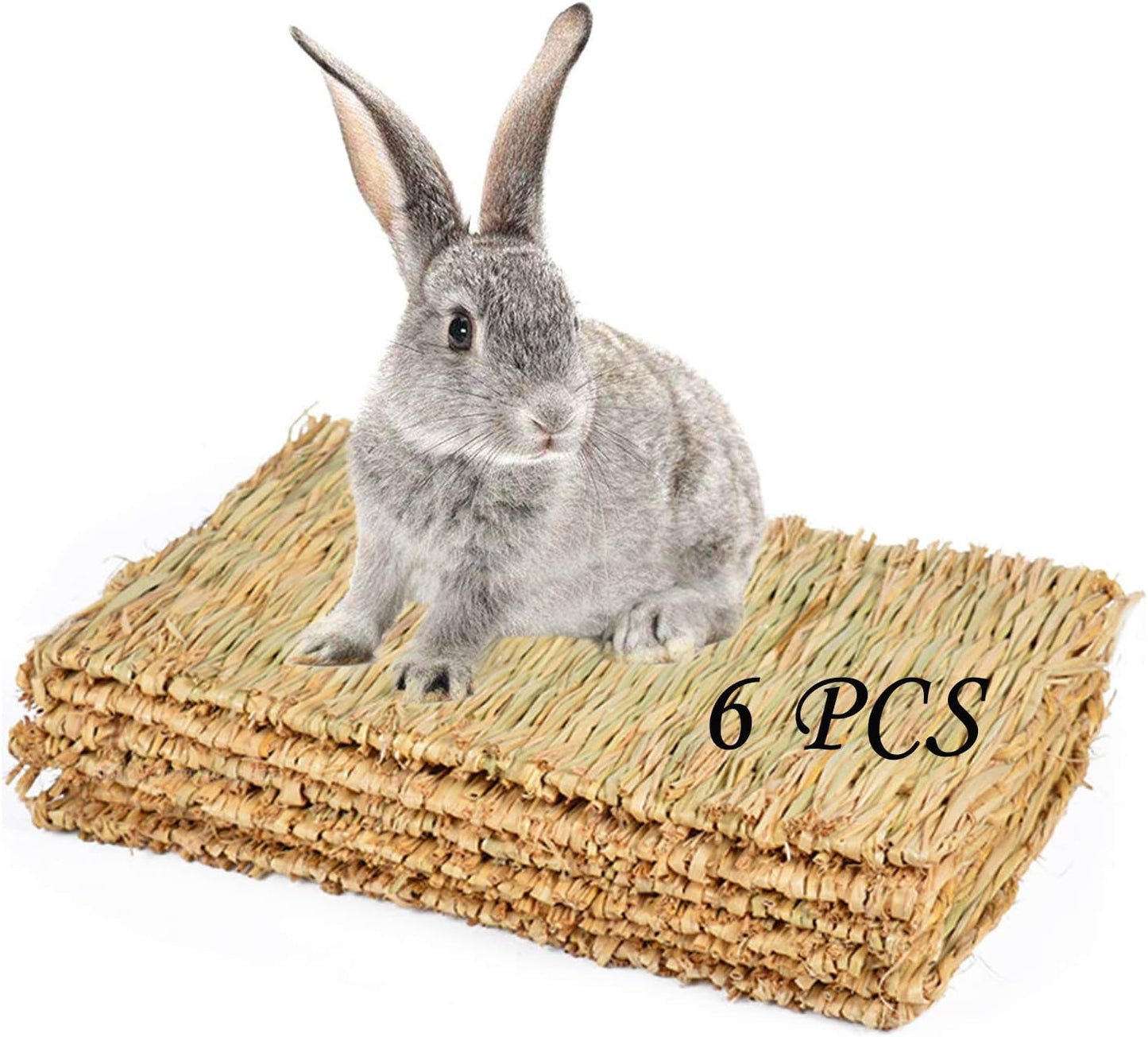 PINVNBY Hay Mats for Rabbits,12 Pack Natural Rabbit Grass Mat,Small Animal Woven Bed Resting Sleeping,Chewing,Nesting and Toys Cage Grass Matts for Bunny Guinea Pig Hamster Hedgehog Squirrel - Image 9