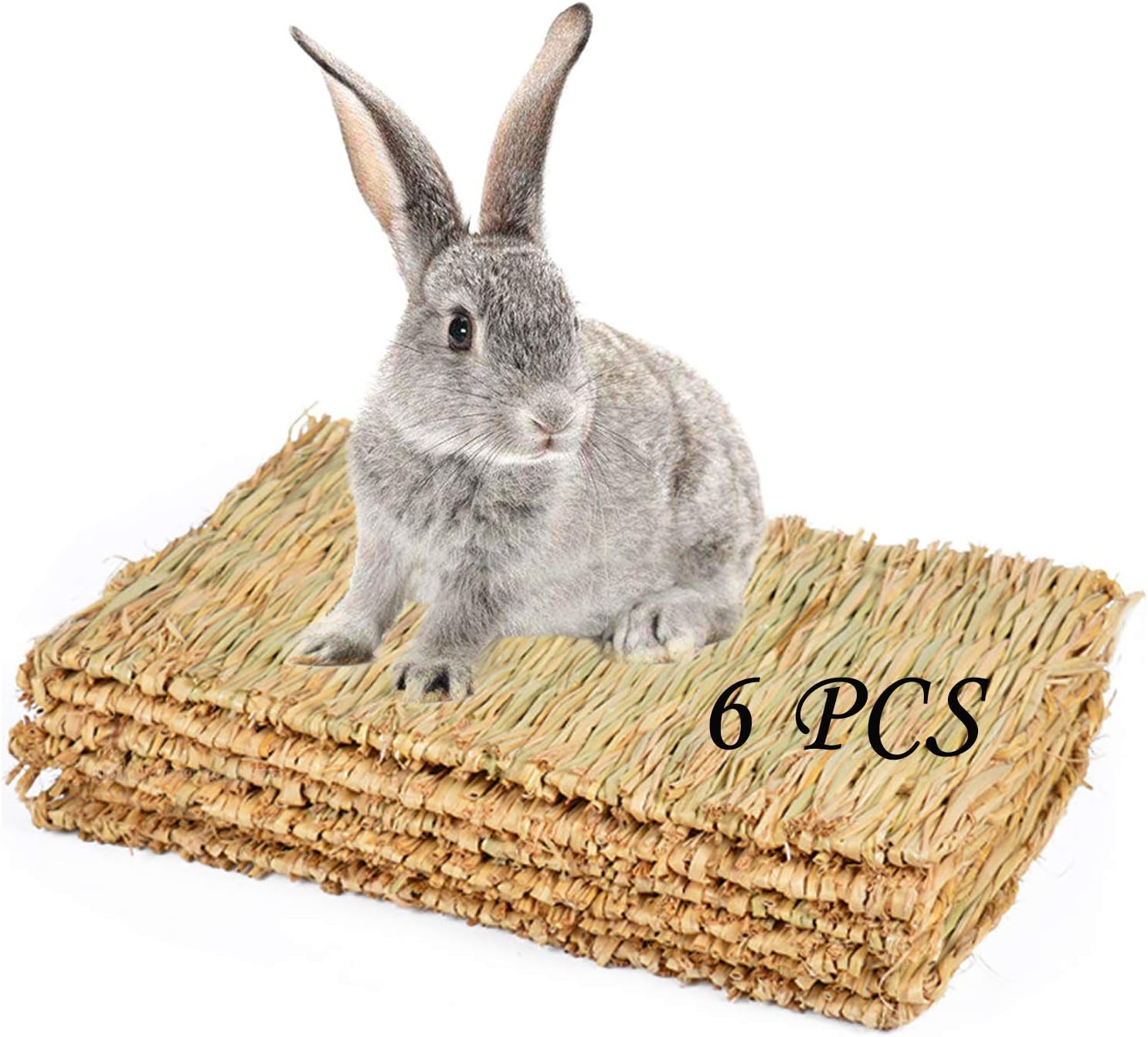 PINVNBY Hay Mats for Rabbits,12 Pack Natural Rabbit Grass Mat,Small Animal Woven Bed Resting Sleeping,Chewing,Nesting and Toys Cage Grass Matts for Bunny Guinea Pig Hamster Hedgehog Squirrel - Image 9