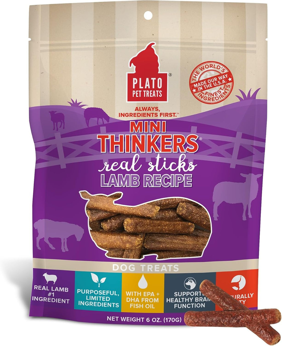 Plato Pet Treats Air Dried Dog Treats Salmon Thinkers Sticks, Natural Dog Treats, Real Meat, Air Dried, Made in the USA, 10oz - Image 15