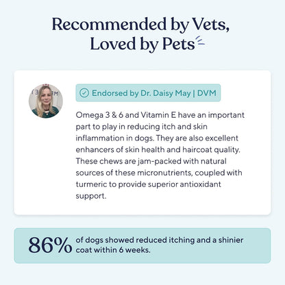 Natural antihistamine anti inflammatory dog supplement for scratching relief.