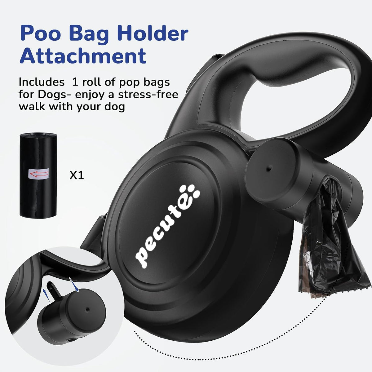 Pecute dog leash in hand showing anti-slip grip