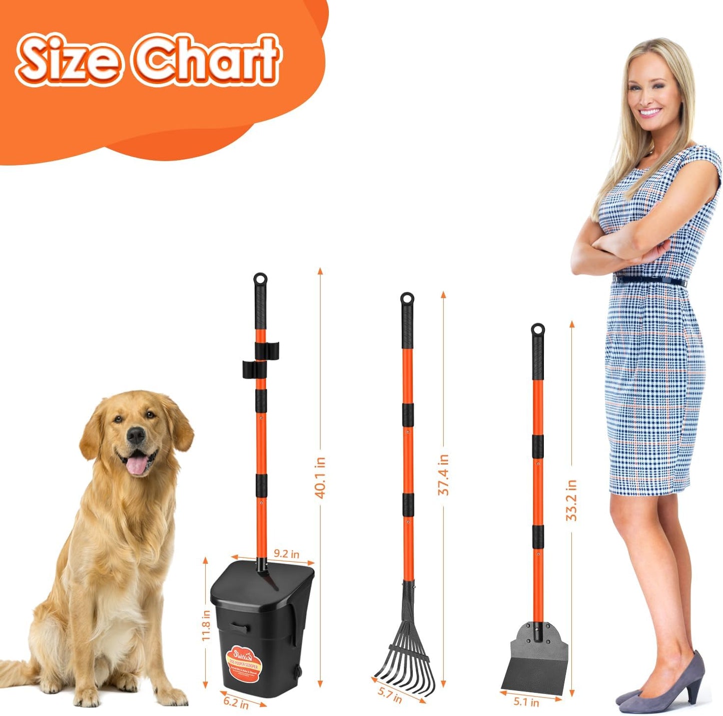 SlowTon portable pet waste scooper with twenty included garbage bags for yard maintenance