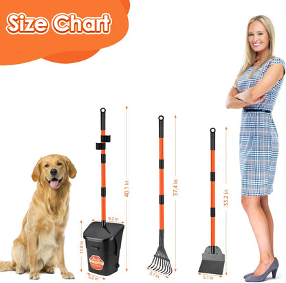 SlowTon portable pet waste scooper with twenty included garbage bags for yard maintenance