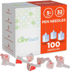 Care Touch 32 Gauge Pen Needles front of box showing 100 count.