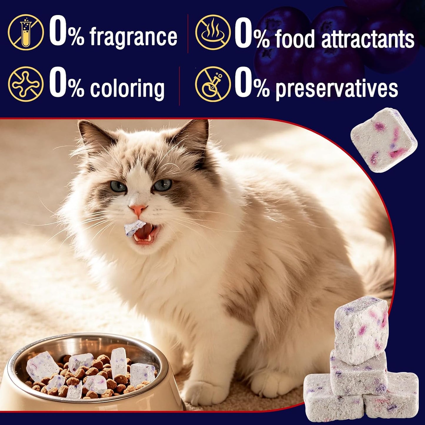 Close up of nutrient-rich yogurt and chicken pet snack cubes
