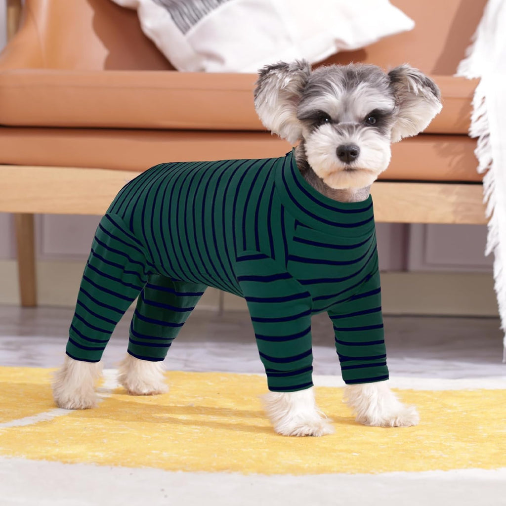 Kuoser elastic cotton blend dog bodysuit protecting stomach wounds and skin rashes.