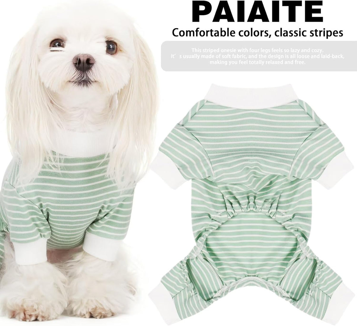 Side view of Paiaite four legged cotton dog onesie