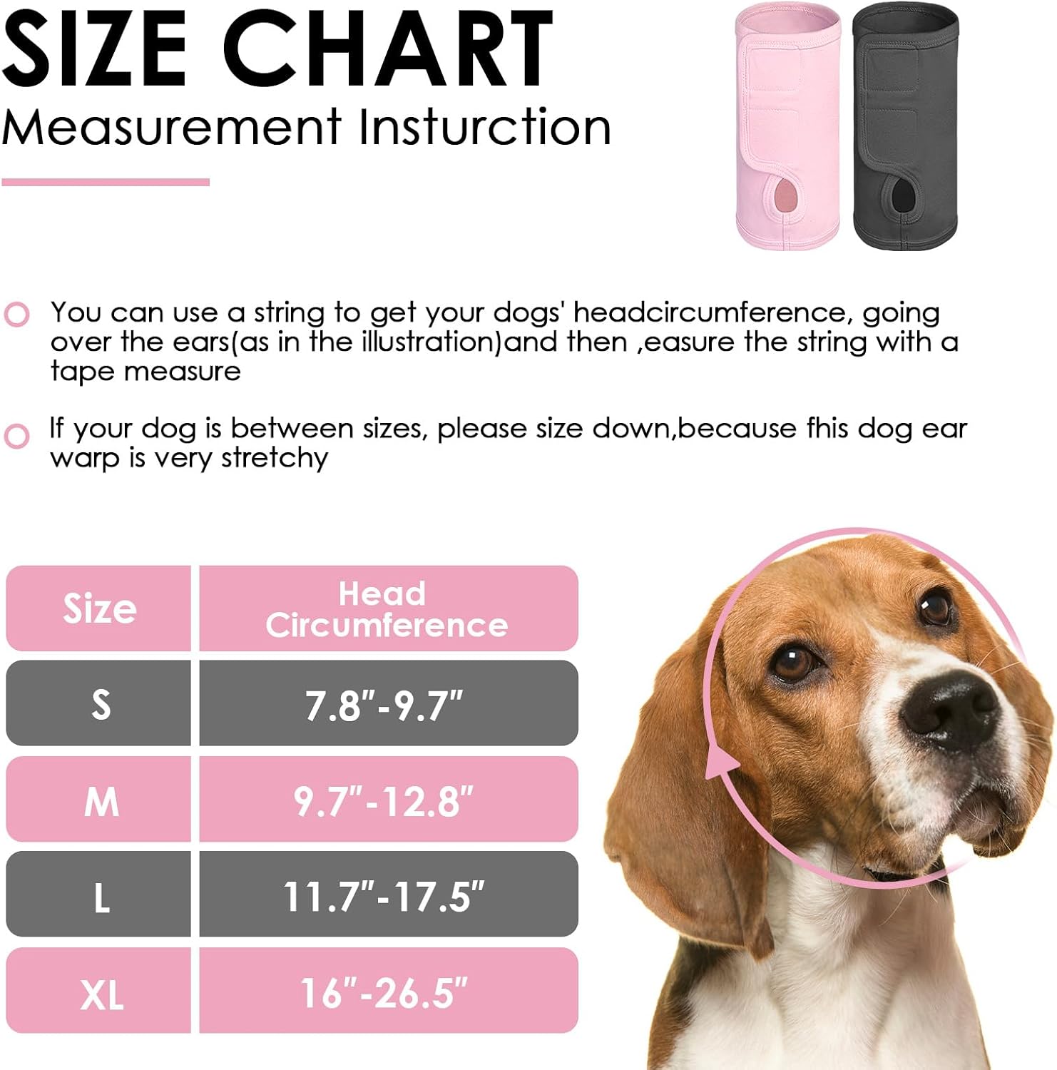 Soft stretchable dog no shake ear wrap being adjusted during grooming