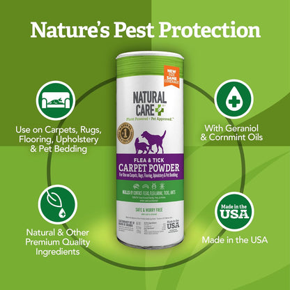 Plant based flea treatment powder for pet bedding and upholstery
