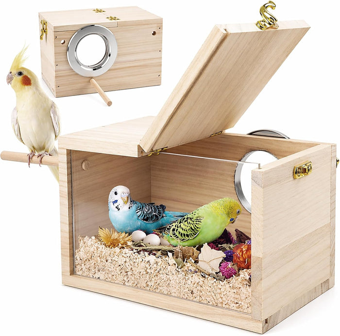 Rypet Parakeet Nesting Box, Cockatiel Bird Nest Box with Perch(S) - Image 1