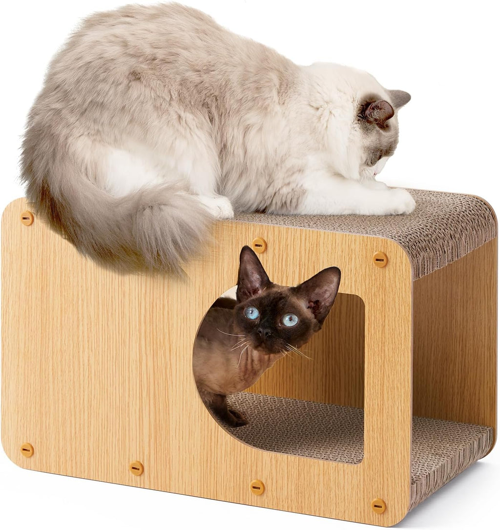 EHEYCIGA Cardboard Cat Scratcher House, 23-Inch Corrugated Cat Scratcher for Indoor Cats, Extra Large Scratching Board Pad, Brown - Image 12