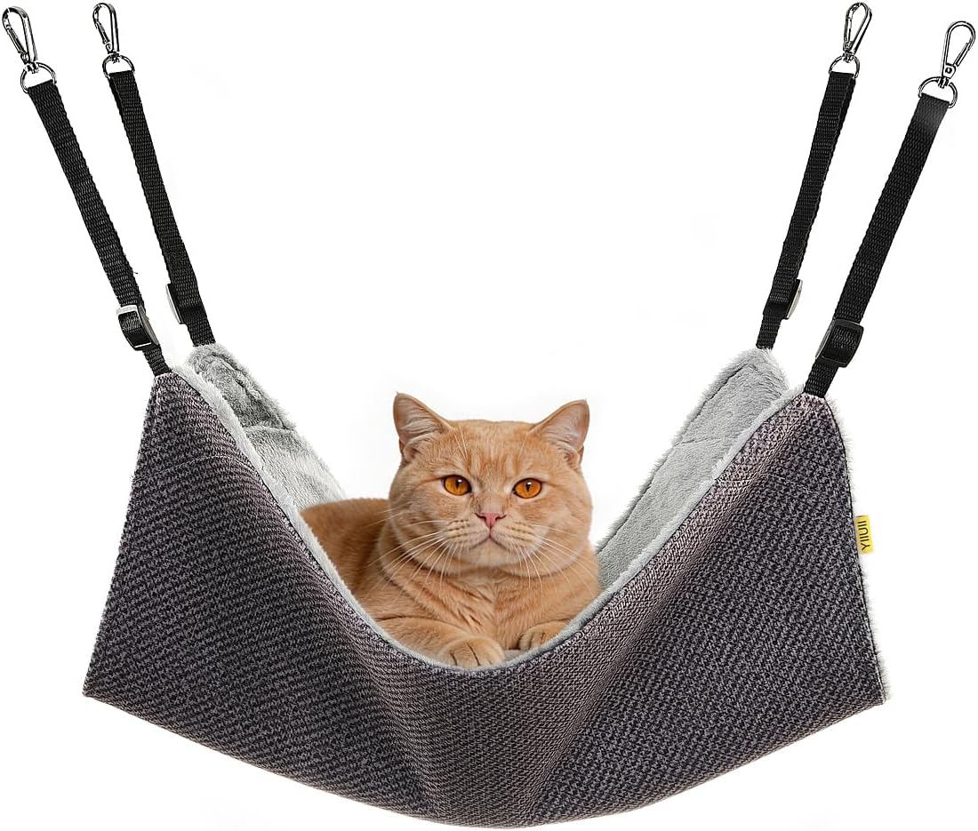 Jetec cat hammock for cage crate showing charcoal gray front view inside enclosure