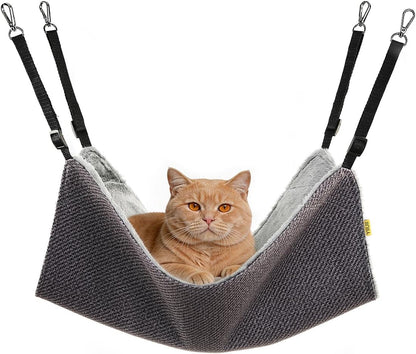 Jetec cat hammock for cage crate showing charcoal gray front view inside enclosure