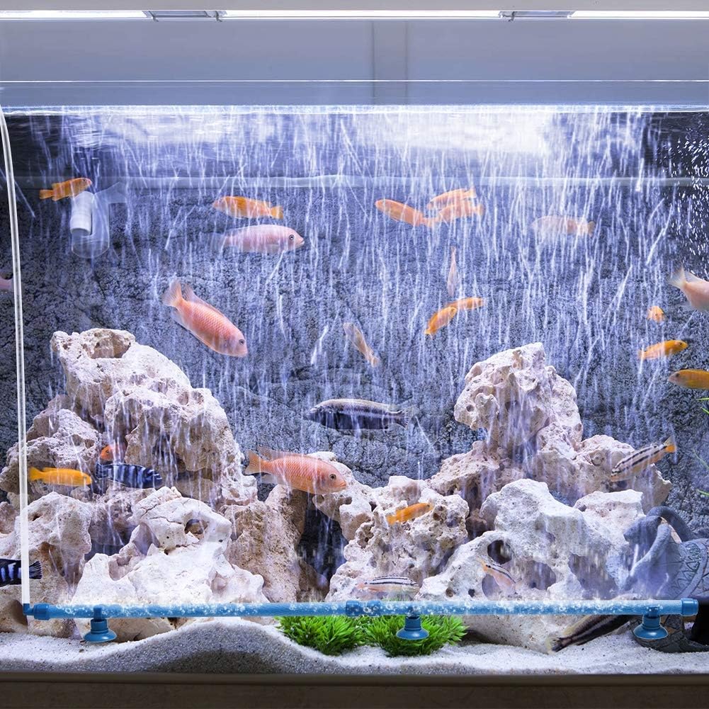 Quickun 23 inch aquarium oxygen diffuser bar packaging contents including suction cups and connectors.