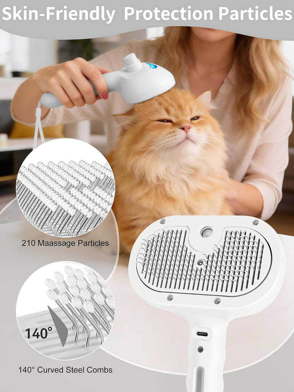 The self cleaning mechanism pushing a neat pad of collected pet hair off the white bristle plate.