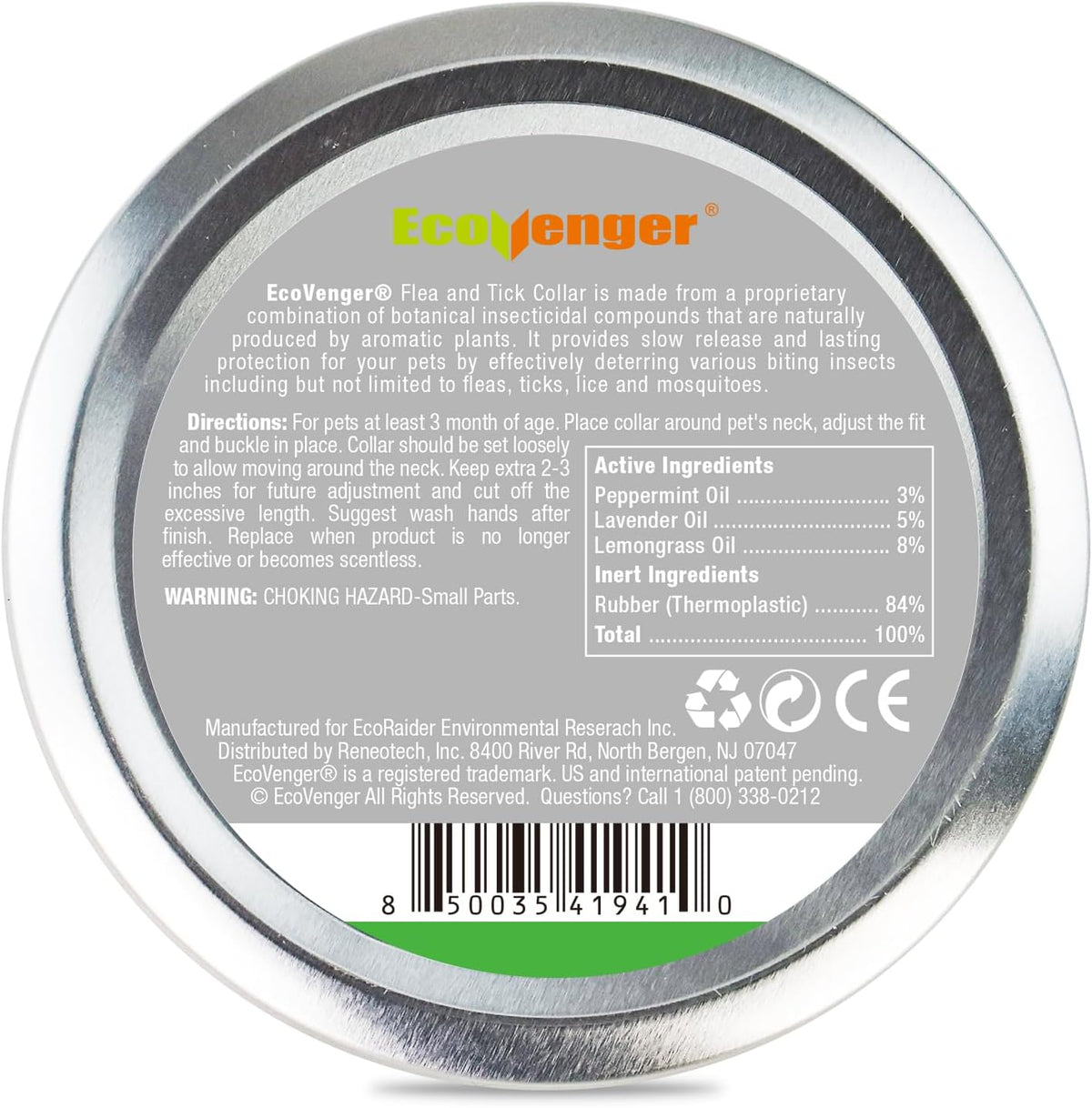 EcoVenger Flea Collars for Dogs & Cats - Flea & Tick Repellent 2-Pack Green. Built-in Pant-Based Formula Strong Repellency Slow Release, Lasting Protection, Pleasant Aroma, Waterproof - Image 2