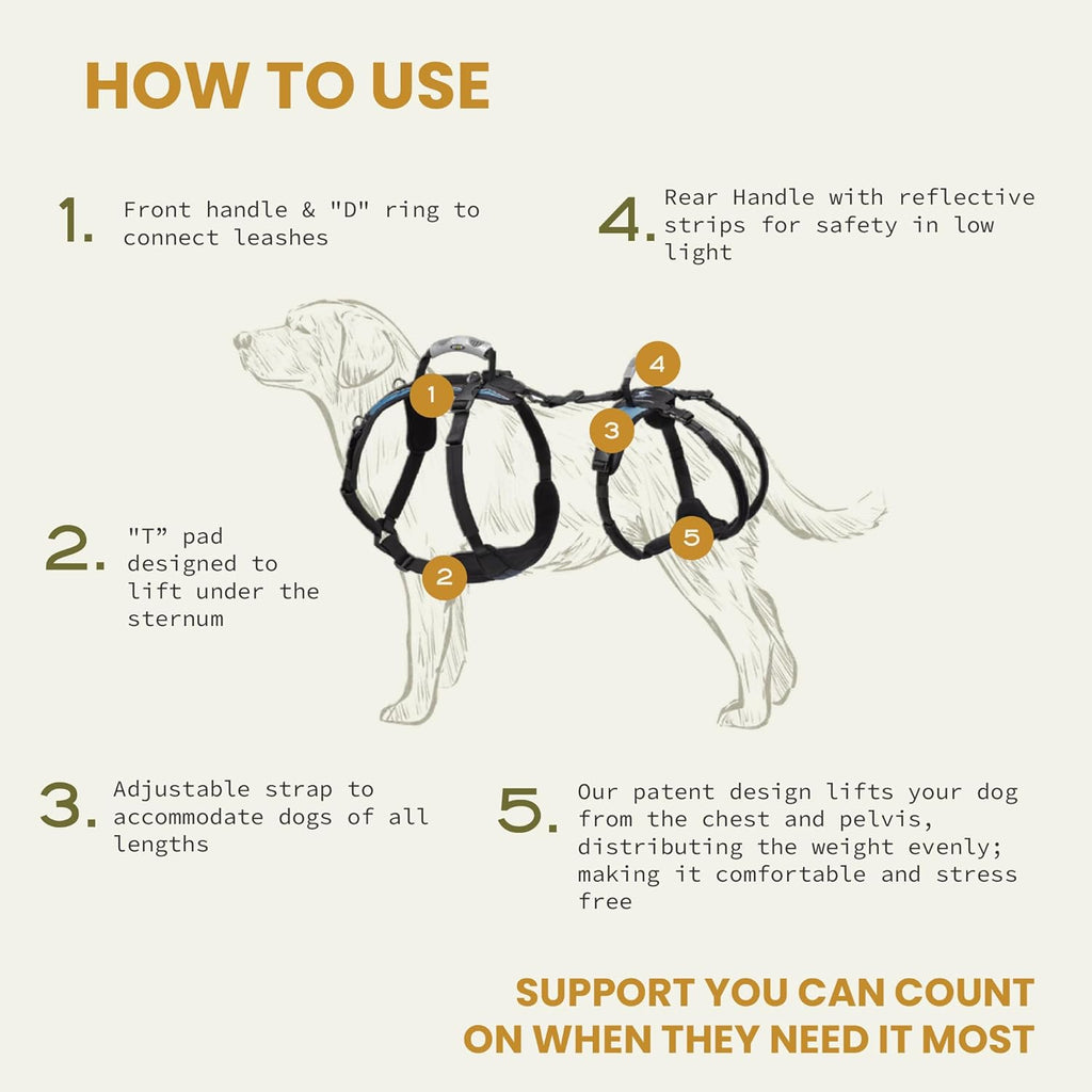 Help 'Em Up(R) - Dog Lift Harness Adjustable Lifting Harness for Dogs Full Body Support, Rear Leg Support (Conventional, Medium, 45-80 lbs) - Image 3