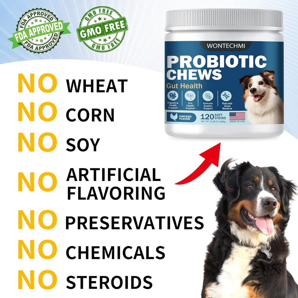 Wontechmi pet supplement label detailing yeast balance benefits
